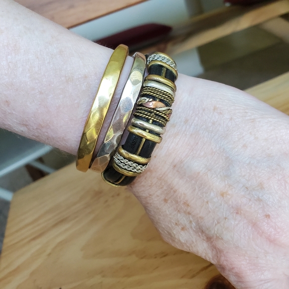 Leather Bracelet with Brass, Stainless & Copper Accents - Picture 9 of 10